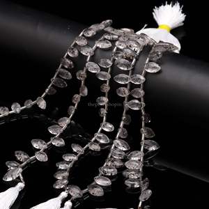 Cuentas facetadas de cuarzo natural con puntos, forma marquesa, perforadas lateralmente, 7x12-8x13MM, hilo para fabricación de joyas, a granel - Product Image 4