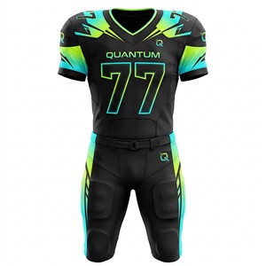 Custom Wholesale Men's American Football Uniform Set Breathable Sublimated <b>Mesh</b> Jersey & Padded Pants Modern Esports Design - Product Image 1