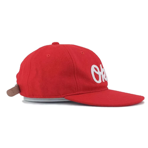 Red Okla Embroidered Snapback <b>Cap</b> Unisex Adult 6-Panel <b>Flat</b> Brim Casual Hat with <b>White</b> Letter Logo Front Panel Design - Product Image 2