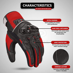 Guantes de Motociclista de Cuero Genuino de Primera Calidad, Deportivos, Seguros, Transpirables, Cómodos, con Correa de Muñeca Ajustable para Adultos - Product Image 2