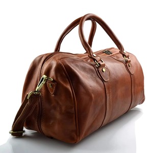 Sac de voyage en cuir de luxe pour homme, grand format, très résistant, style classique, pour le week-end, marron foncé, style sport, bagage en tissu - Product Image 3