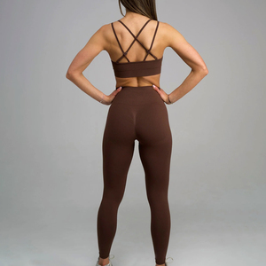 Workout Sets Two Piece Bra and Leggings Yoga Sets Women <b>Padded</b> Stretchy Matching Solid Colour High Waist Leggings Sets Gym - Product Image 5