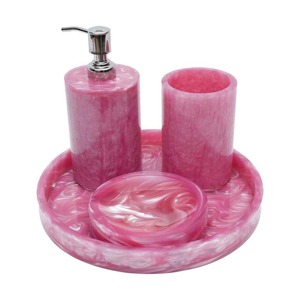 Indian Supplier Modern Resin <b>Bathroom</b> <b>Accessories</b> <b>Set</b> with Soap Dish Durable Countertop Organizer for Home or Hotel for Sale - Product Image 1