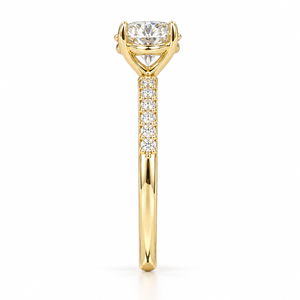 Anillo Solitario Clásico de 1.70 CTS con Collar Oculto y Pavé, Oro Amarillo de 14K, Diamante Cultivado en Laboratorio, Anillo de Compromiso con Baño de Rodio, Certificado IGI, OEM Personalizado - Product Image 2