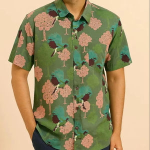 เสื้อเชิ้ตลำลองสำหรับผู้ชาย, ผ้าฝ้าย100% พอดีตัวพิมพ์ลายระบายอากาศได้ดีเป็นมิตรกับสิ่งแวดล้อมพร้อมกระดุมปิด - Product Image 2