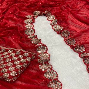 Sari VASTRA COTTAGE Premium de Georgette con bordado de lentejuelas en toda la prenda y trabajo de espejos auténticos - Product Image 3