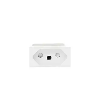 Sinoamigo White Panel Power Supply Outlet Brazilian Standard Socket 45 Type 250V 10A 20A Modular Switch Socket Wall Socket