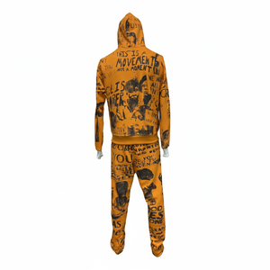 Unisex Stone Wash Embroidered Printed Hooded Tracksuit Full Zip Streetwear <b>Set</b> Cotton Regular Fit Four-Way Stretch Vintage - Product Image 4