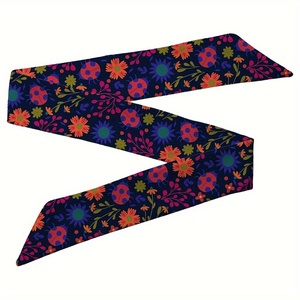 Écharpe en satin de soie à motif cachemire fin, style bandana, bandeau étroit, ruban pour cheveux, nœud, attache de sac pour femme - Product Image 2
