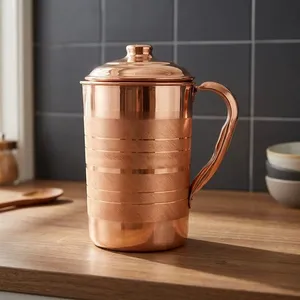 Pure Copper Water <b>Jug</b> Pitcher for <b>Drinking</b> Water | Handmade Copper Water Pot with Handle for Home Kitchen Office Dining - Product Image 5