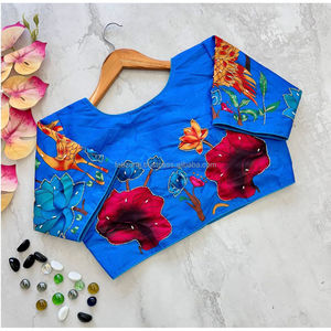 Blusa antigua hecha a mano con estampado de seda pura - Product Image 6