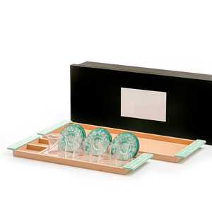 Plateau de service rectangulaire en nacre au design unique avec assiettes à thé, écologique, compatible lave-vaisselle, pour usage domestique - Product Image 1
