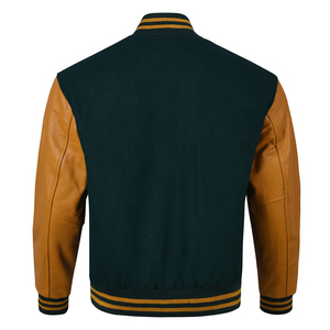 Chaqueta Varsity de Lana para Hombre, Color Verde Oscuro y Marrón, Cuello Alto, Informal, Transpirable, con Bordado, Invierno 2026, Nueva Llegada - Product Image 3
