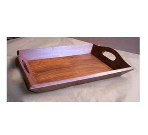 Rectangular Solid <b>Wood</b> Serving Tray Handmade Polished Modern Tabletop Home Decoration Craft - Product Image 2