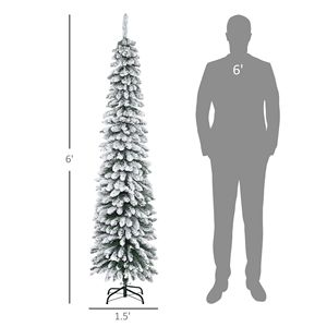Albero di Natale Artificiale Sottile e Alto 1,8 m, Non Illuminato, Effetto Neve, con 395 Punte Verdi e Rami Realistici - Product Image 6