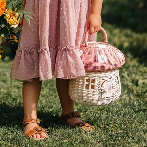 Kids carry <b>basket</b> top deal natural hand-<b>weave</b> rattan storage <b>baskets</b> cute handbags for girls - Product Image 6