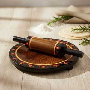 Traditional Wooden Chakla Belan Set for Indian Cooking-Non-Stick Eco-Friendly Dishwasher Safe - Product Image 1