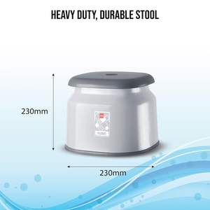 ชุดอุปกรณ์ห้องน้ำ ถังน้ำ 20 ลิตร + เก้าอี้ + แก้วน้ำ 1.5 ลิตร แข็งแรง ทนทาน น้ำหนักเบา ทำความสะอาดง่าย ดีไซน์สวยงาม ชุด 3 ชิ้น พลาสติก สีเทา - Product Image 5