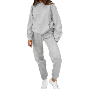 Casual <b>Ladies</b> Two Piece Sweatsuit Set Fleece Hoodie And Ankle Length Jogger Pants Winter Streetwear Athleisure Fashion 2026 - Product Image 1