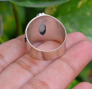 Bague en pierre de lune marquise, argent sterling 925, pierre de lune arc-en-ciel naturelle, bijoux de mariage - Product Image 4