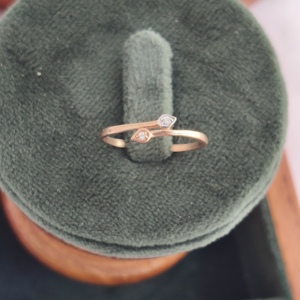 Namivaa Leaf Bypass <b>Ring</b> Minimalist Nature Inspired <b>Open</b> Band Women Wedding Party Daily Wear Gift High Polish Micro Insert - Product Image 4