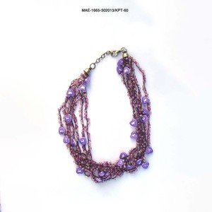 Elegant Women's Purple Crochet Glass Beaded <b>Necklace</b> With Amethyst Pearls Party <b>Statement</b> Jewelry at Wholesale Price - Product Image 3