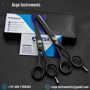 Ensemble de ciseaux de coiffure en acier inoxydable ultra-affûtés pour salon de coiffure, finition noire mate moderne, pour droitiers, pour coiffure professionnelle - Product Image 2