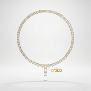 Collar Clásico de Lujo con Colgante de Diamante Cultivado en Laboratorio, Corte Esmeralda, Chapado en Oro, Cadena de Plata Esterlina, para Boda o Fiesta - Product Image 2