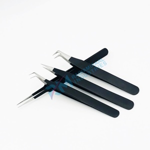 Pince à épiler pour extensions de cils RMI Silver Tip, revêtement noir en poudre, lisse, antimagnétique, en acier inoxydable, 10 mm - Product Image 5