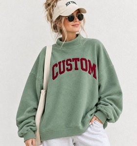 Sudadera de cuello alto oversize para mujer, de manga larga, estilo casual y cómodo, corte holgado, estilo moderno, con forro polar frontal, corte regular. - Product Image 1