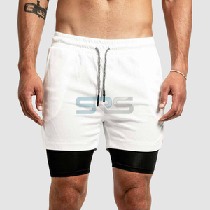 Summer Fitness Solid Knitted Mid Drawstring Muscle Shorts for Men Outdoor Beach Swim Shorts Pockets Casual Basketball Sports - Product Image 6