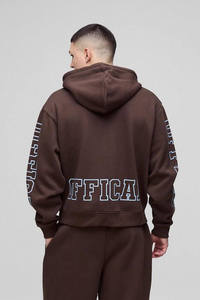 Hoodies Homme Personnalisés sur Mesure, Meilleures Ventes, Coupe Oversize Boxy, Entièrement Zippés, en Mélange de Coton, Couleur Chocolat - Product Image 2