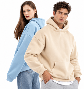 Sweat à capuche oversize pour homme avec cordon de serrage, capuche croisée, épaules tombantes, poche frontale et poignets côtelés - Product Image 6