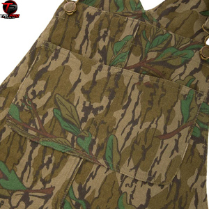 Men Outdoor Green Leaf Bark Camouflage Hunting Field Bib Overalls Back View High Upper Back Panel V-Back Shoulder <b>Suspenders</b> Wat - Product Image 3