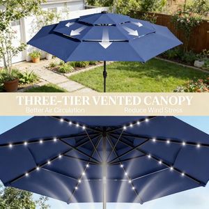Ombrellone da Esterno 2.5m/2.7m di Diametro per Cortile, Ristorante, Spiaggia, Giardino - Ombrellone Durevole in PE e Poliestere per Spiaggia e Giardino - Product Image 5