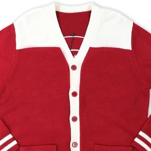 Cárdigan de Punto Rojo con Cuello en V para Mujer, Manga Larga, Ribete en Contraste, Bolsillos, Bordado Delta Sigma Theta, Estilo Clásico, para Todas las Temporadas - Product Image 5