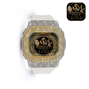 Montre de luxe Moissanite World Iced Out à quartz carrée, or et argent, bracelet en silicone Moissanite, unisexe - Product Image 3