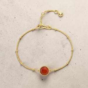 Wholesale Carnelian <b>Bracelet</b> <b>Gold</b> Plated <b>Adjustable</b> Chain Round Faceted Gemstone Dainty Minimal Jewelry Women Gift Supply - Product Image 1