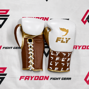 FLY White <b>Red</b> Full Printed Laced up MMA Gloves Quick Drying Lightweight Professional Boxing Training Gloves - Product Image 5