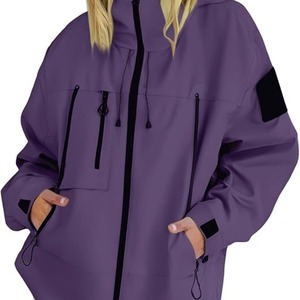 เสื้อแจ็คเก็ตผู้ชายแบบมีฮู้ด ซิปเต็มตัว ผ้าฟลีซ กันลม กันน้ำ ทรงหลวม สีพื้น  โลโก้แบบกำหนดเองได้  เหมาะสำหรับใส่เล่นกีฬาหรือใส่เป็นทางการ - Product Image 2