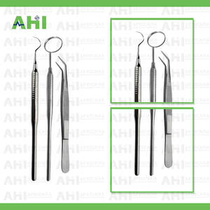 ชุดตรวจสุขภาพช่องปากแบบแมนนวล 3 ชิ้น สำหรับอุตสาหกรรมการแพทย์แอฟริกัน ประกอบด้วยกระจกตรวจฟันสแตนเลส หัวตรวจฟัน และสำลี - Product Image 2