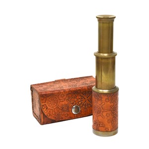 Telescopio de Bolsillo de Latón Antiguo con Caja de Cuero, Regalo Náutico Pirata, Proveedor Mayorista OEM - Product Image 4