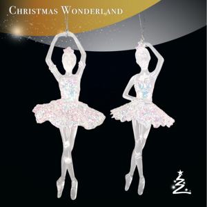 Décoration de Noël et du Nouvel An, flocon de paillettes argenté scintillant doré clair, couleur Taylor, acrylique 3D, ornement ballerine - Product Image 2