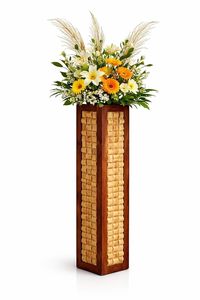 Vase à fleurs en bois Art Déco, grand vase rectangulaire pour bourgeons, support floral décoratif pour mariage, salon, décoration intérieure - Product Image 1