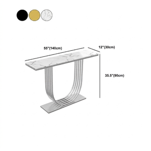 Luxury White <b>Marble</b> <b>Console</b> <b>Table</b> Modern U-Shape Metal Slats Base Narrow Entryway <b>Table</b> for Hotel Lobby Decor - Product Image 2