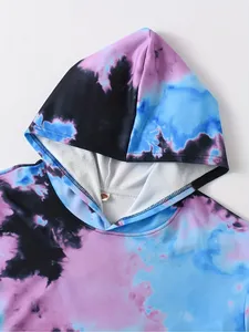 <b>Tie</b> Dye Hooded Sweatshirt <b>Men</b> Regular Fit Casual Knitted Blue <b>Pink</b> Black Pattern Autumn Wear - Product Image 4