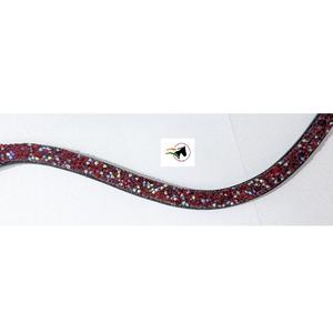 Fronture de cheval de performance à fixation rapide et sûre par auto-agrippant, avec mécanisme de changement rapide, fronture plate et fine ornée de cristaux. - Product Image 1