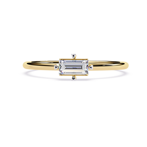 Anillos Apilables Clásicos y Sencillos de Oro Sólido de 14K con Diamantes Cultivados en Laboratorio CVD HPHT de Corte Baguette para Uso Diario - Product Image 1