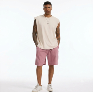 Shorts Bermuda Décontractés pour Hommes en Coton Mélangé Respirant, Écologique, Séchage Rapide, avec Cordon de Serrage, Style Oxford Tricoté, pour le Sport et la Gym - Product Image 2