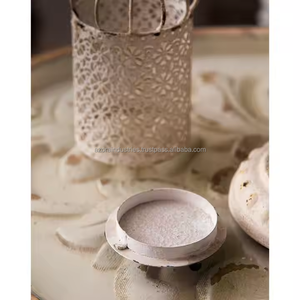 Vintage White and Black Metal Candlestick Lantern for Home Decoration for Ramadan Christmas Easter Souvenirs - Product Image 5